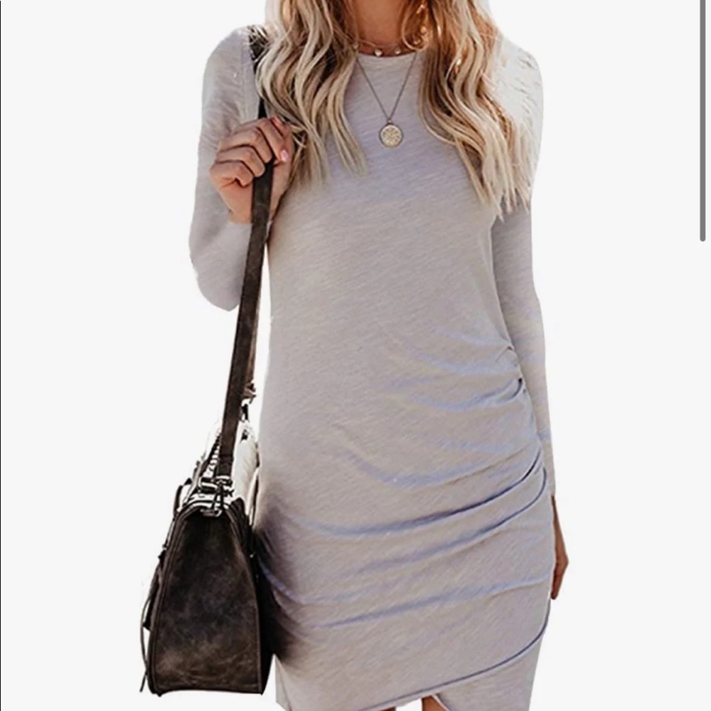 Ruched Irregular Hem Bodycon Dress
